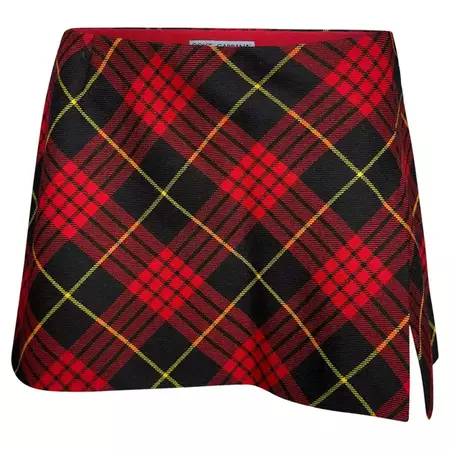 Vintage Dolce and Gabbana 90s tartan micro mini skirt with slit For Sale at 1stDibs