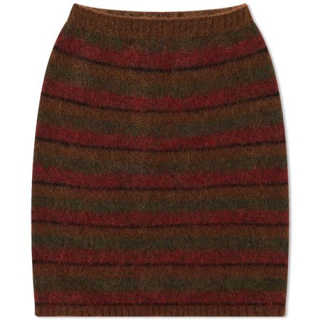 Danielle Guizio Striped Mohair Knit Mini Skirt Brown & Green | END.