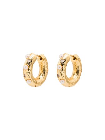 Anni Lu 18kt gold-plated pearl-embellished Hoop Earrings - Farfetch
