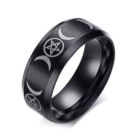 Vnox Mens Womens 8MM Stainless Steel Triple Moon Goddess Rings for Egagement Wedding Band, 3 Color|Amazon.com