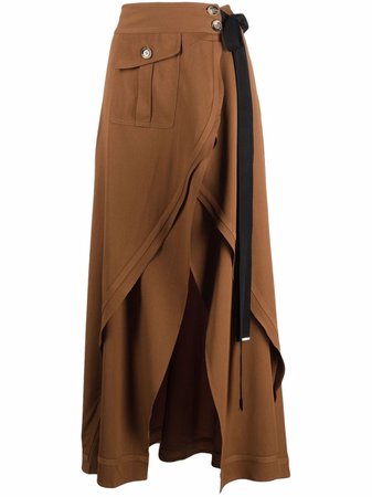Shop Self-Portrait draped wrap maxi skirt with Express Delivery - FARFETCH