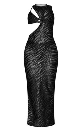 Shape Copper Textured Zebra Glitter Cut Out Dress | PrettyLittleThing USA
