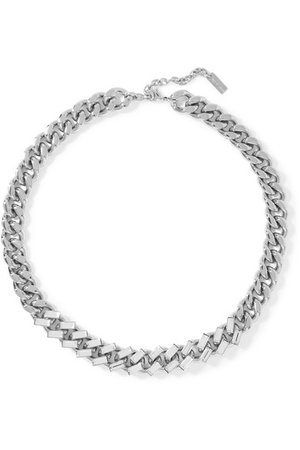 SAINT LAURENT | Silver-tone crystal necklace | NET-A-PORTER.COM