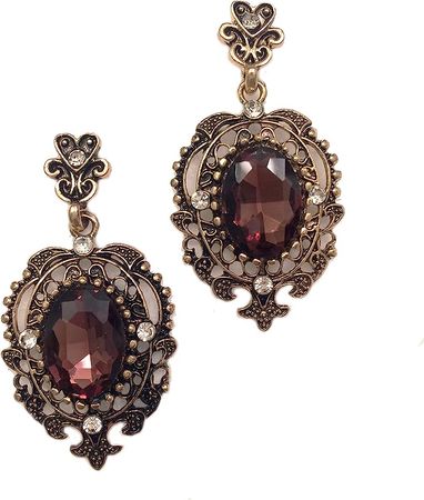 Amazon.com: Gold Tone Victorian Art Deco Antique Vintage Retro Style Raisin Wine Purple Brown Smoky Topaz Rhinestone Dangle Earrings: Clothing, Shoes & Jewelry