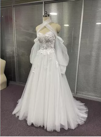 Bell Sleeve Corset Top Tulle and Lace Wedding Dress Boho - Etsy UK