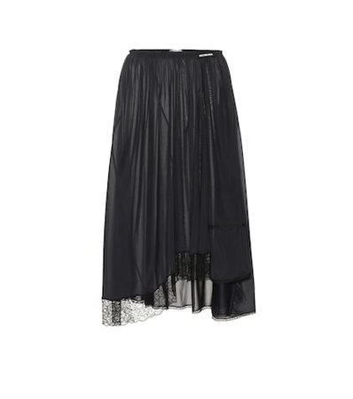 Lace-trimmed jersey skirt