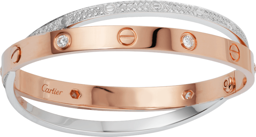 CRN6039217 - LOVE bracelet, diamond-paved - Pink gold, white gold, diamonds - Cartier