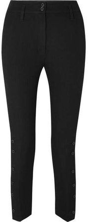 Cropped Wool And Cotton-blend Twill Tapered Pants - Black
