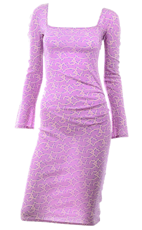 Versace - 1998 Couture Pink Silk Vintage Dress W Blue Stars