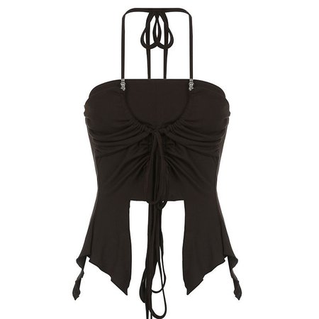 Sosana Halter-Neck Tie-Front Crop Camisole Top | YesStyle