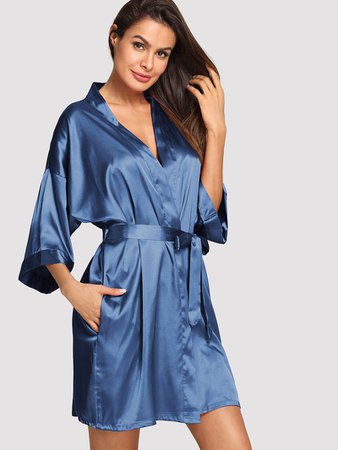Solid Self Belted Robe | ROMWE