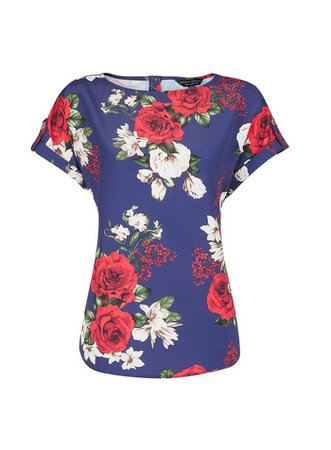 Navy Floral Print T-Shirt | Dorothy Perkins