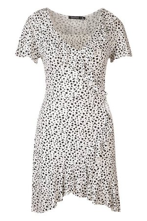 Dalmatian Print Ruffle Tea Dress | boohoo