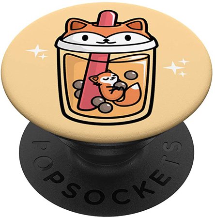 Amazon.com: Boba Tea Bubble Tea - Cute Kawaii Fox PopSockets PopGrip: Swappable Grip for Phones & Tablets