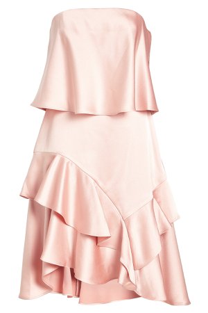 Strapless Satin Dress with Ruffles Gr. US 6