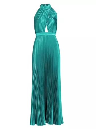 Shop L'Idée Renaissance Pleated Halter Gown | Saks Fifth Avenue