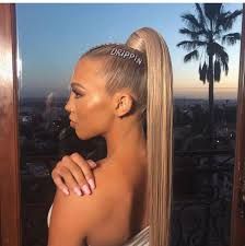 blonde slicked back ponytail