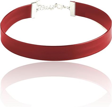 Amazon.com: STACKABLE CREATIONS Classic Red Choker Necklace for Women Girls | Simple Plain Soft Leather Ribbon Collar | 90s Gothic Neck Chocker | Cinderella Maleficent Witch Sissy Halloween Costume Jewelry : Clothing, Shoes & Jewelry