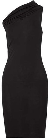 One-shoulder Stretch-jersey Mini Dress - Black