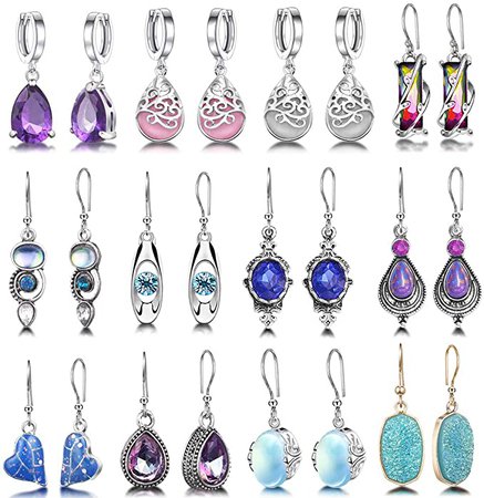Amazon.com: 12 Pairs Teardrop Druse Crystal Drop Dangle Earrings for Women Girls Cubic Zirconia Huggie Hoop Earring Jewelry Set Christmas Gifts: Clothing, Shoes & Jewelry