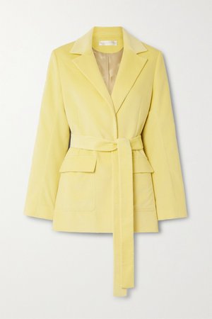 Pastel yellow Belted cotton-corduroy blazer | Victoria, Victoria Beckham | NET-A-PORTER