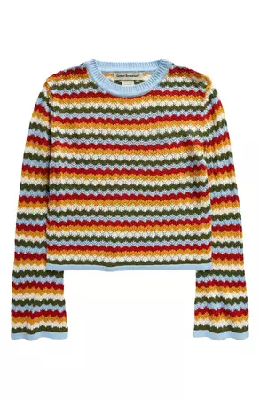 Cotton Emporium Kids' Stripe Pointelle Sweater | Nordstrom