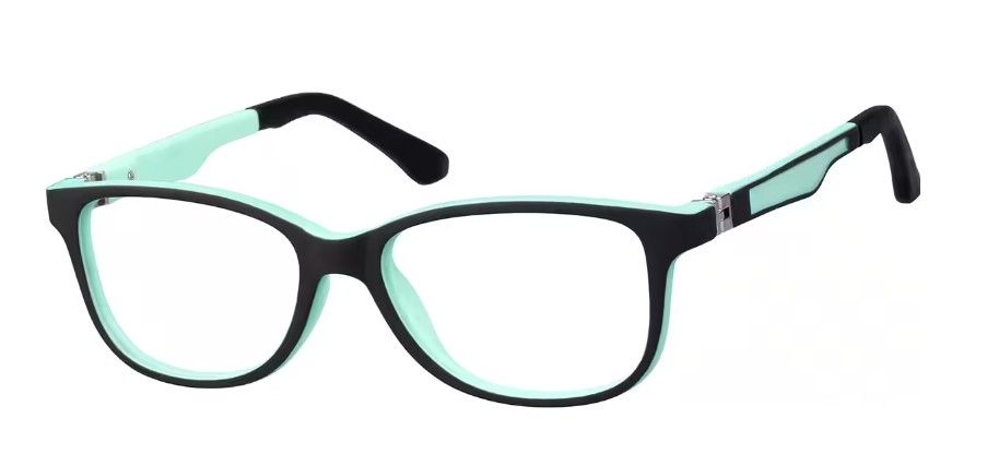 Kids Black and Teal Rectangle Glasses
