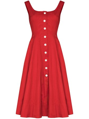 Shop red STAUD button-up flared dress with Express Delivery - Farfetch