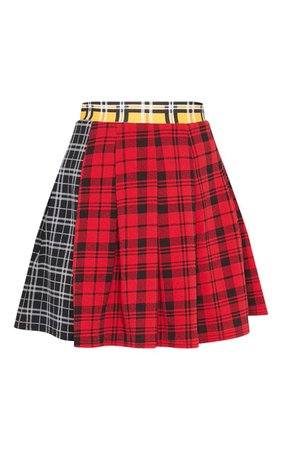 Black Mix Check Print Side Split Tennis Skirt | Skirts | PrettyLittleThing USA