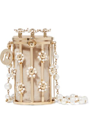 Rosantica | Hippy mini faux pearl-embellished gold-tone shoulder bag | NET-A-PORTER.COM