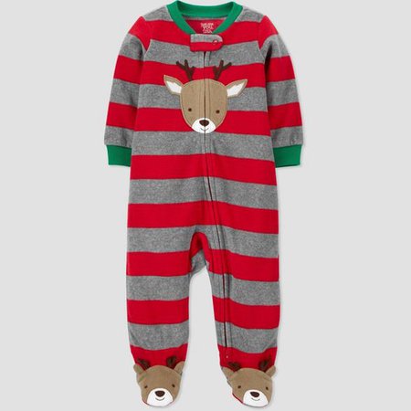 Baby Boys' Reindeer Striped Fleece Sleep N' Play - Just One You® Made By Carter's Red : Target