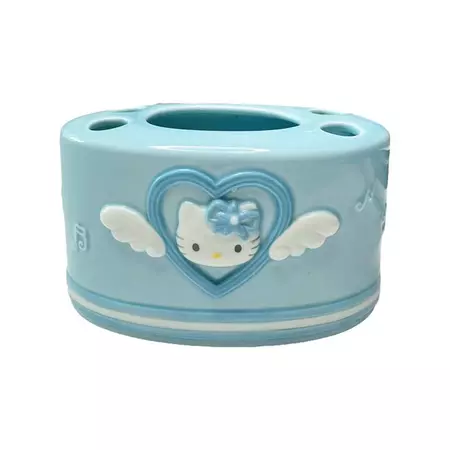 Rare Sanrio Hello Kitty Blue Angel Ceramic Toothbrush Holder | Mercari