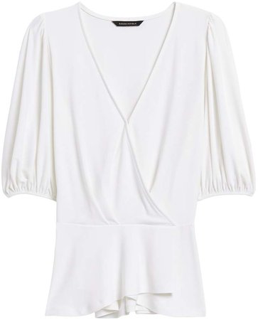 Puff-Sleeve Wrap-Effect Top