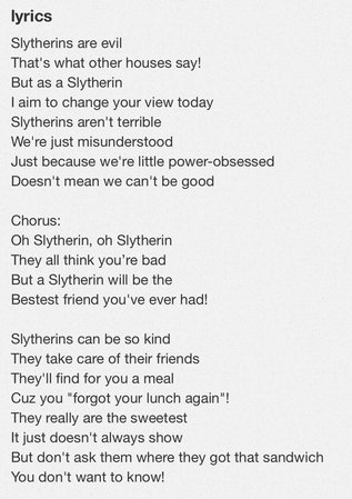 Slytherin lyrics by Caroline Boulden