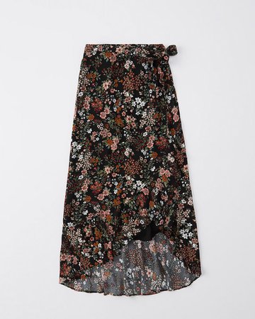 Womens Ruffle Wrap Midi Skirt | Womens Bottoms | Abercrombie.com