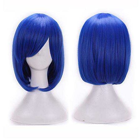Amazon.com: AneShe 12" Short Straight Hair Wig Anime Cosplay Costume Party Wigs (Blue): Beauty