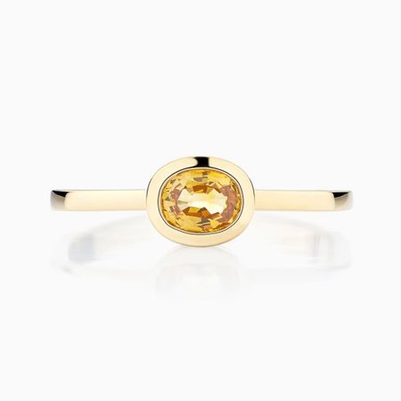 Stackable oval cut yellow sapphire ring