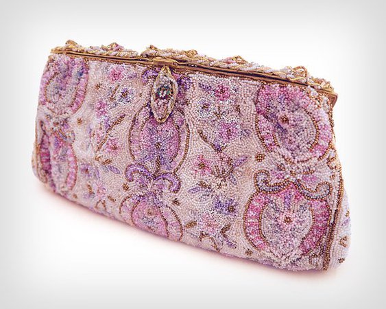 50s Purse // 1950s Pink Beaded Clutch with Enamel Clasp | Etsy