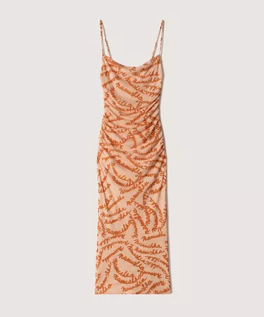 ALEXA - Printed mesh-jersey dress - Apricot - Nanushka