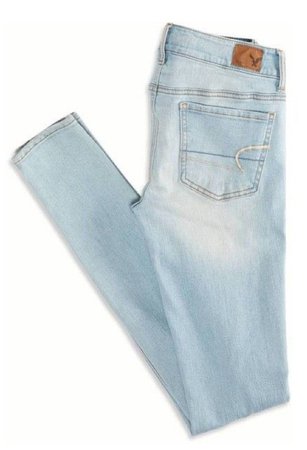 folded light blue jeans