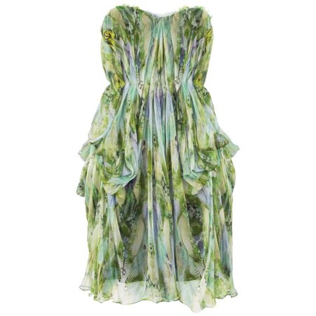 Alexander McQueen "Praying Mantis" Silk Bustier Dress, S / S 2010 It. 38 For Sale at 1stDibs