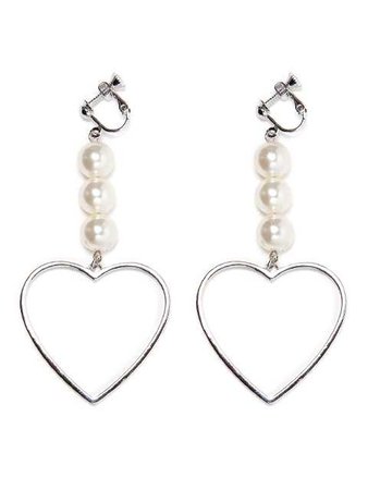 【BUBBLES】 3 Pearl Heart Earrings