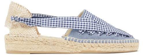 Grace Gingham And Canvas Espadrilles - Womens - Navy