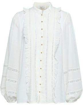 Lace-trimmed Silk-blend Georgette Shirt
