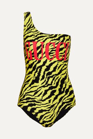 Yellow One-shoulder printed bodysuit | Gucci | NET-A-PORTER