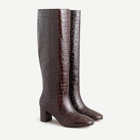 J.Crew: High-shaft Willa Boots In Croc-embossed Leather For Women