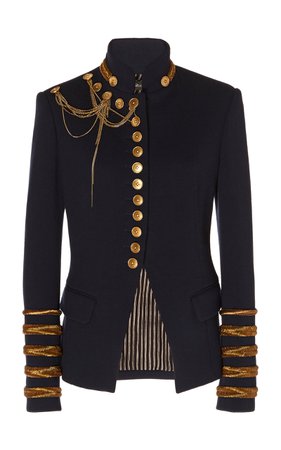Oscar de la Renta Embellished Wool-Blend Jacket Size: 6
