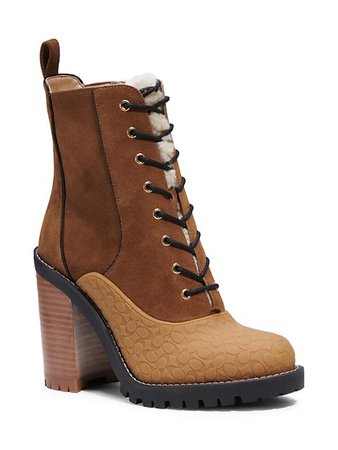 Shop COACH Haven Suede Block-Heel Boots | Saks Fifth Avenue