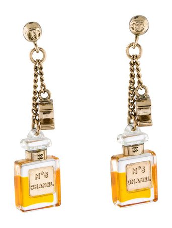 Chanel Perfume Bottle CC Drop Earrings - Earrings - CHA348523 | The RealReal