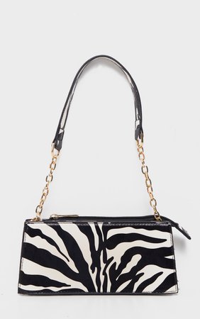 Zebra Chain Handle 90S Shoulder Bag | PrettyLittleThing